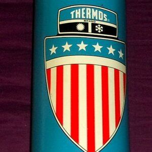 Vintage Tall King-Seeley Co. All-American Red, White Blue Shield Thermos